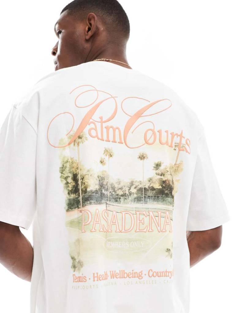 ONLY & SONS - Oversize-T-Shirt in Weiß mit „Courts"-Print hinten von ONLY & SONS