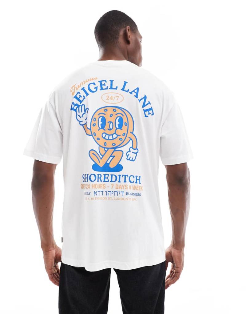 ONLY & SONS - Oversize-T-Shirt in Weiß mit Bagel-Rückenprint von ONLY & SONS