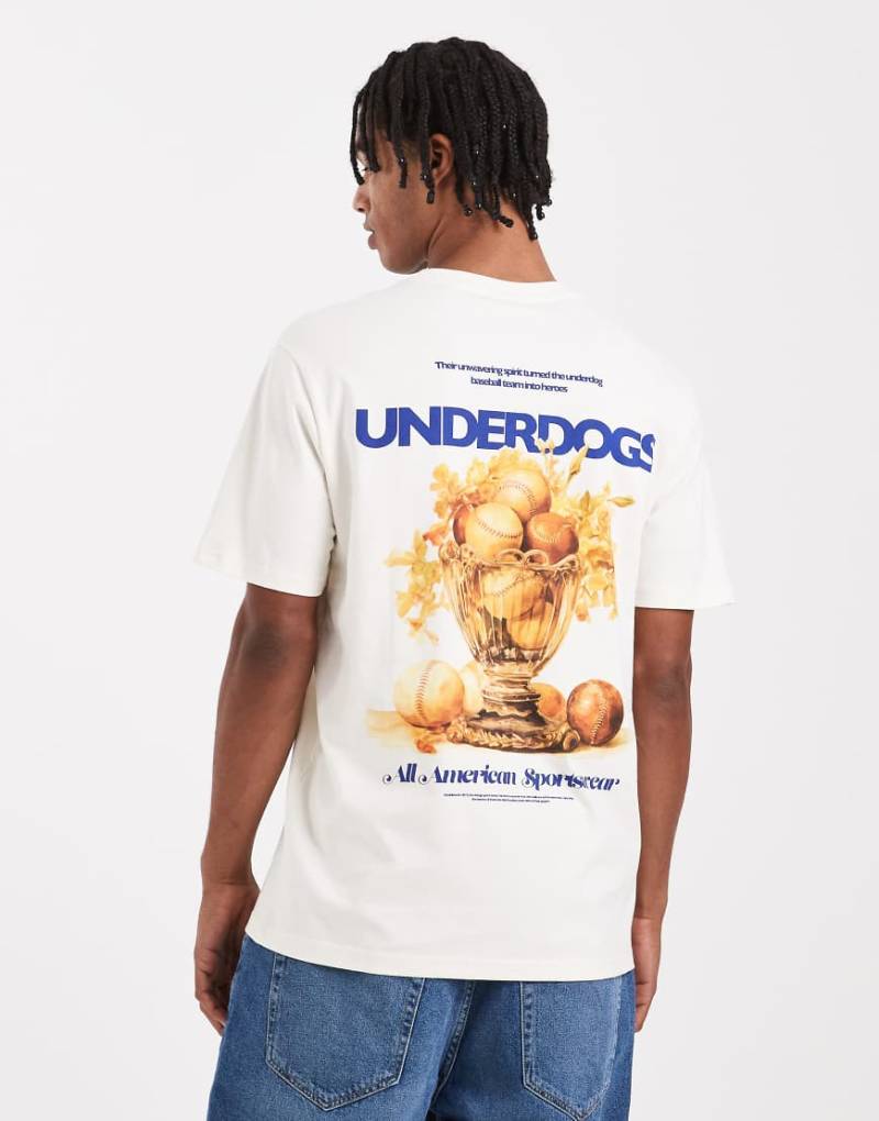 ONLY & SONS - Oversize-T-Shirt in Wollweiß mit Underdogs-Grafikprint von ONLY & SONS