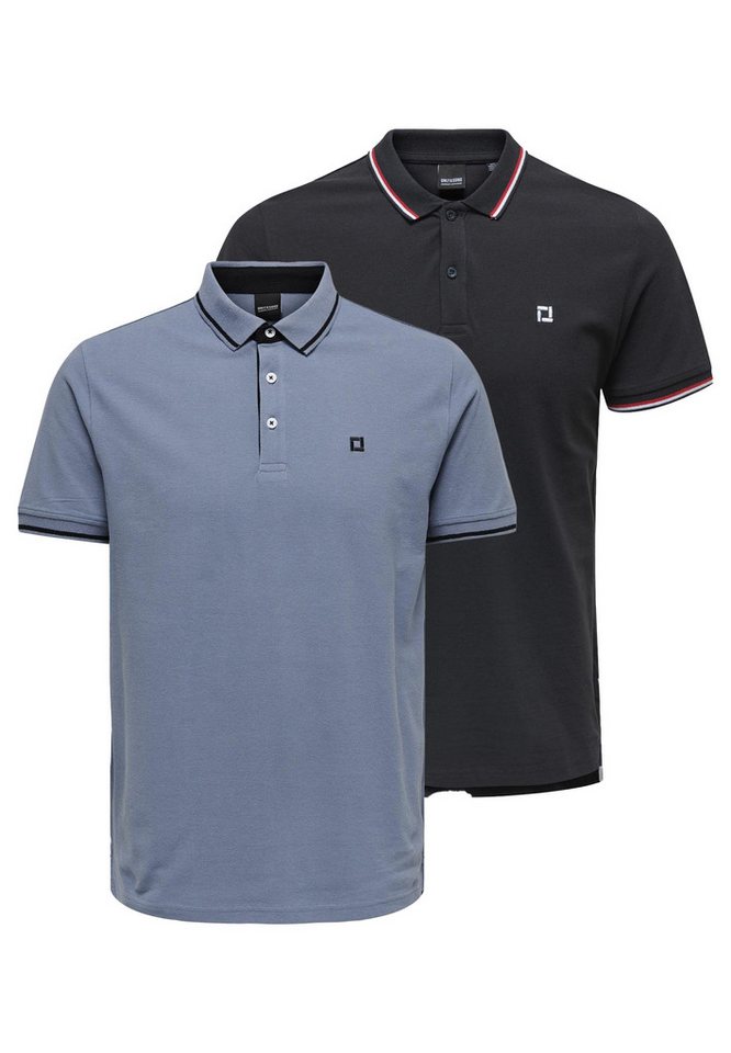 ONLY & SONS Poloshirt 2er Pack Onsefletcher (Spar-Set, 2-tlg) Poloshirt - Baumwolle - Atmungsaktiv - Hochwertiger Piqué-Stoff von ONLY & SONS