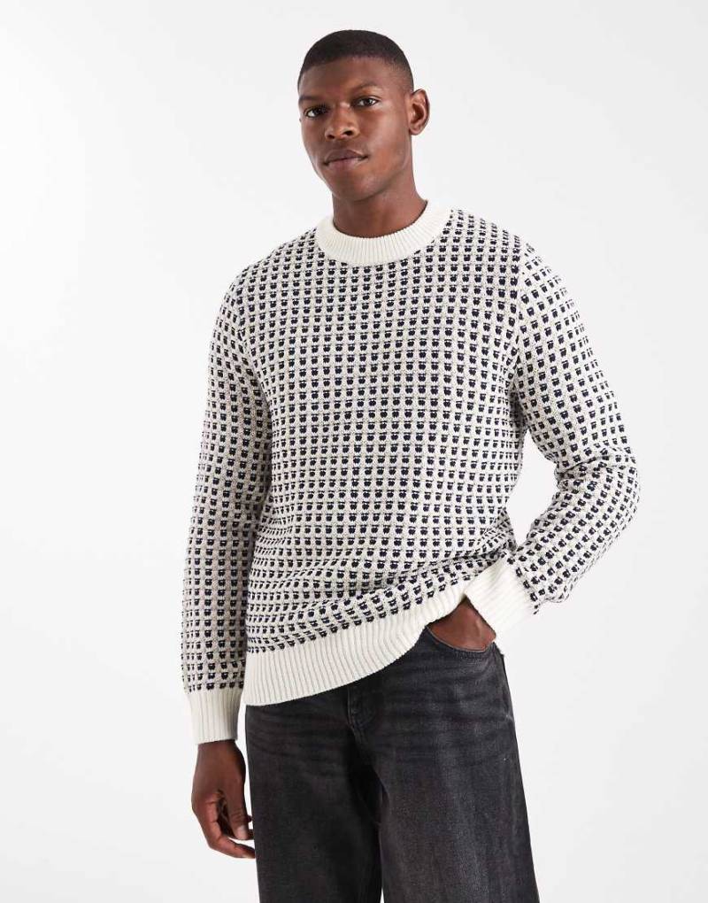 ONLY & SONS - Pullover in Creme mit Rundhalsausschnitt-Weiß von ONLY & SONS