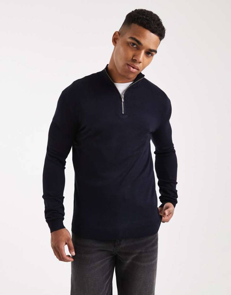 ONLY & SONS - Pullover in Marineblau mit kurzem Reißverschluss von ONLY & SONS
