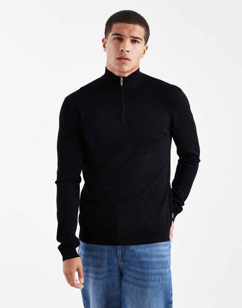 ONLY & SONS - Pullover in Schwarz mit kurzem Reißverschluss von ONLY & SONS