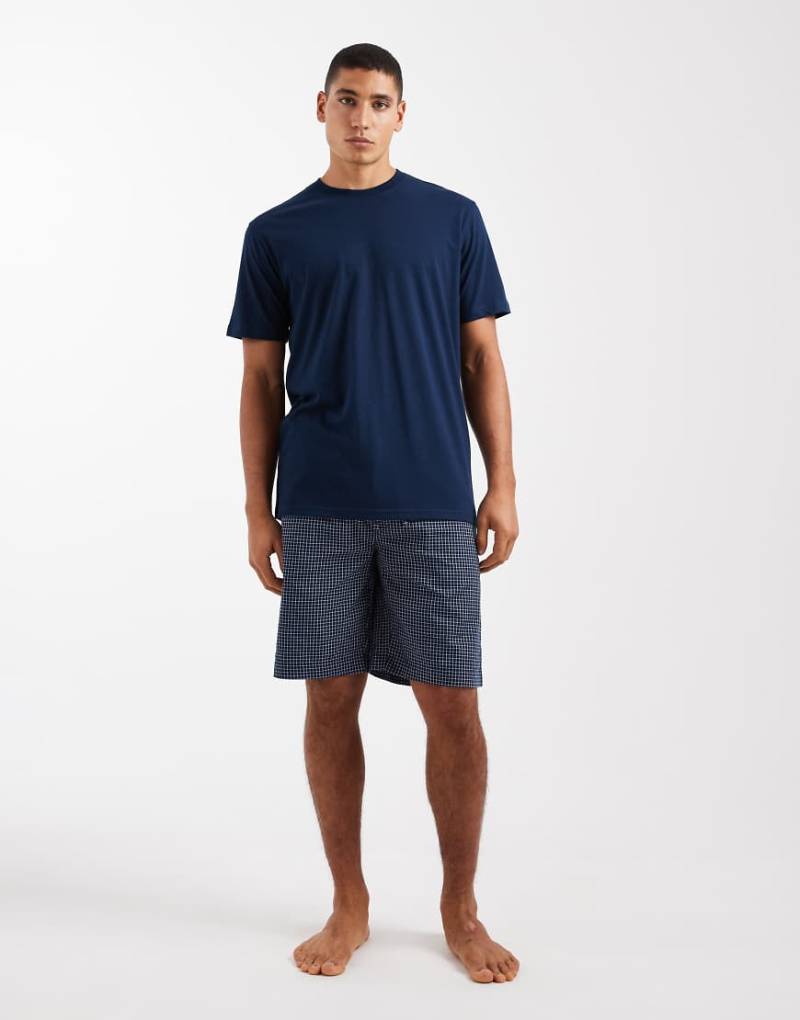 ONLY & SONS - Pyjama mit Shorts und T-Shirt in Marineblau und Weiß von ONLY & SONS