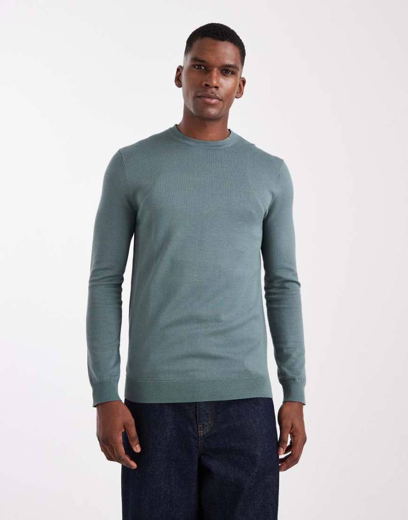 ONLY & SONS - Regular-Fit-Strickpullover in Petrol mit Rundhalsausschnitt-Grün von ONLY & SONS