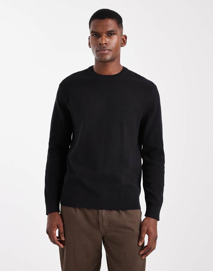 ONLY & SONS - Regular-Fit-Strickpullover in Schwarz mit Waffelmuster-Grün von ONLY & SONS