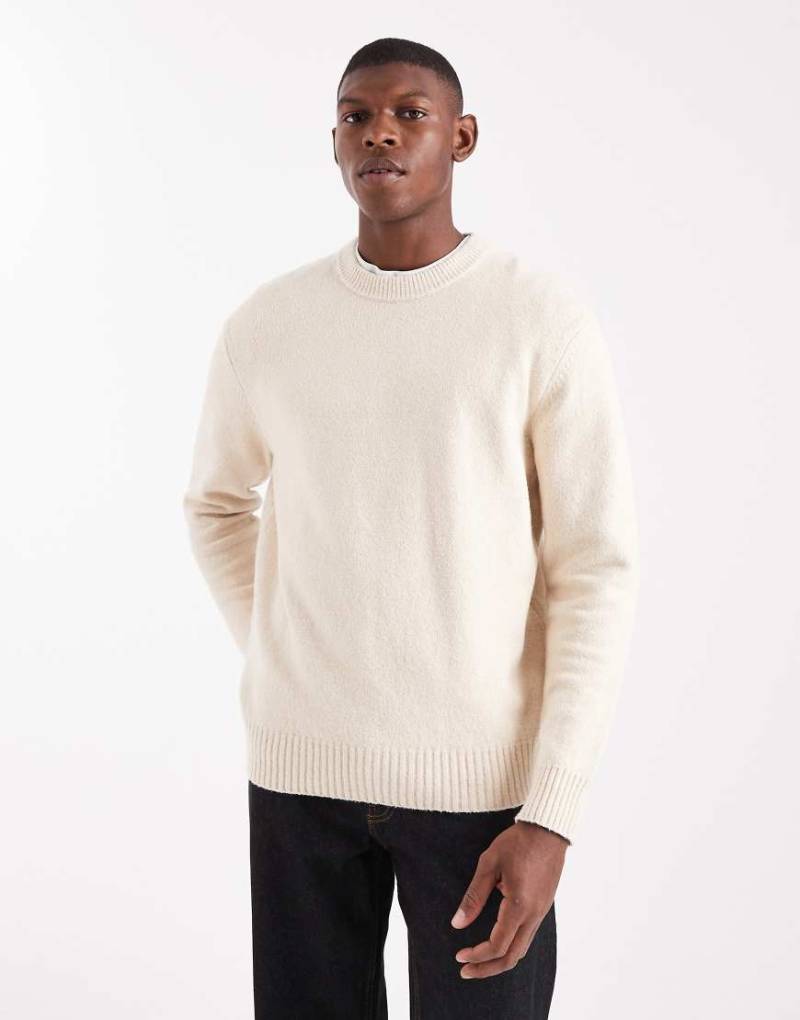 ONLY & SONS - Relaxed-Fit-Strickpullover in Creme mit Rundhalsausschnitt-Weiß von ONLY & SONS
