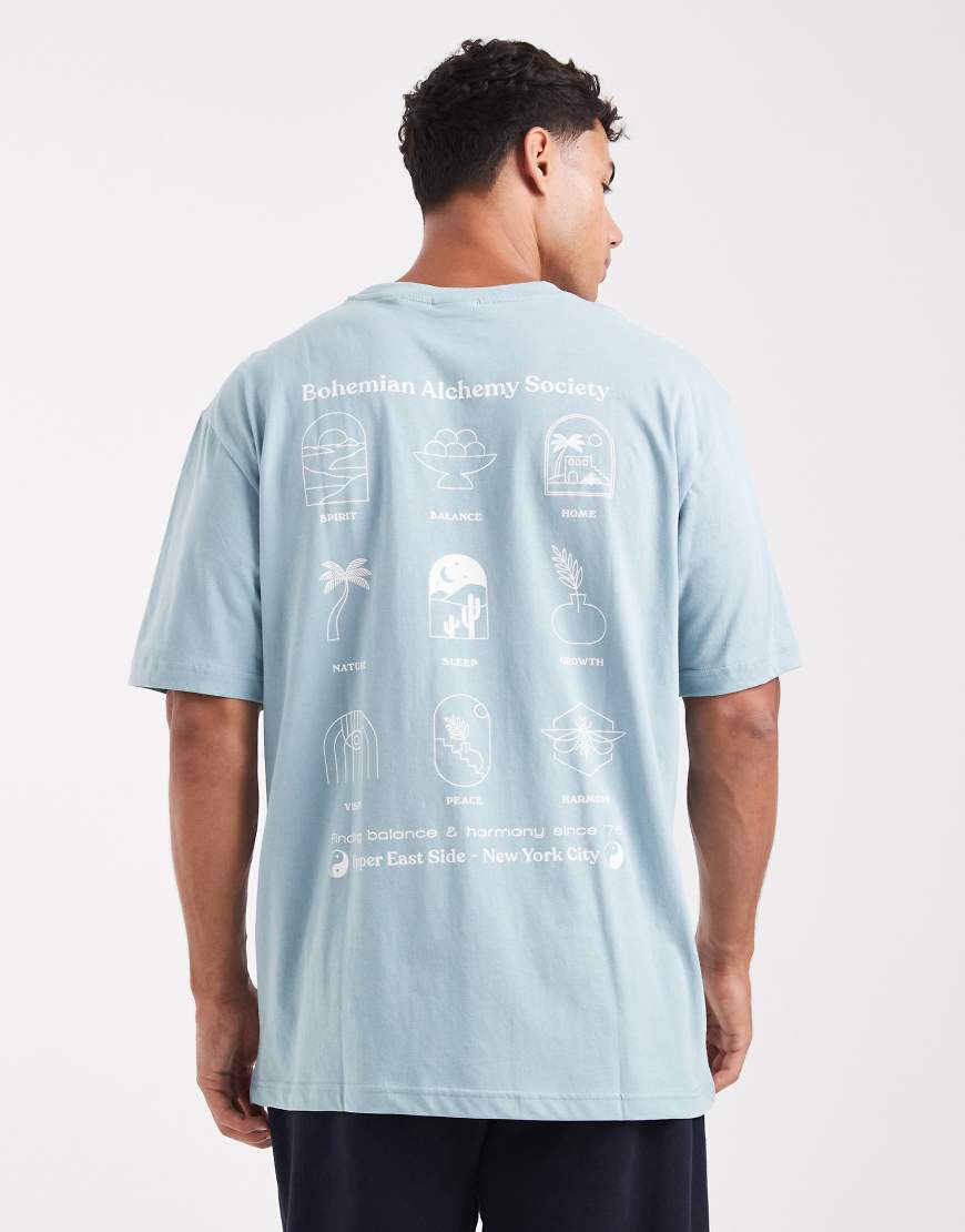 ONLY & SONS - Relaxed-Fit-T-Shirt in Blau mit Boho-Rückenprint von ONLY & SONS
