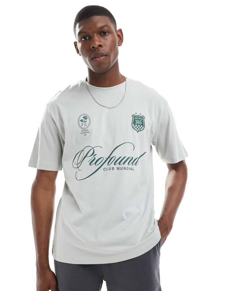 ONLY & SONS - Fußball-T-Shirt in Grau mit lockerem Schnitt und „Profound"-Print von ONLY & SONS