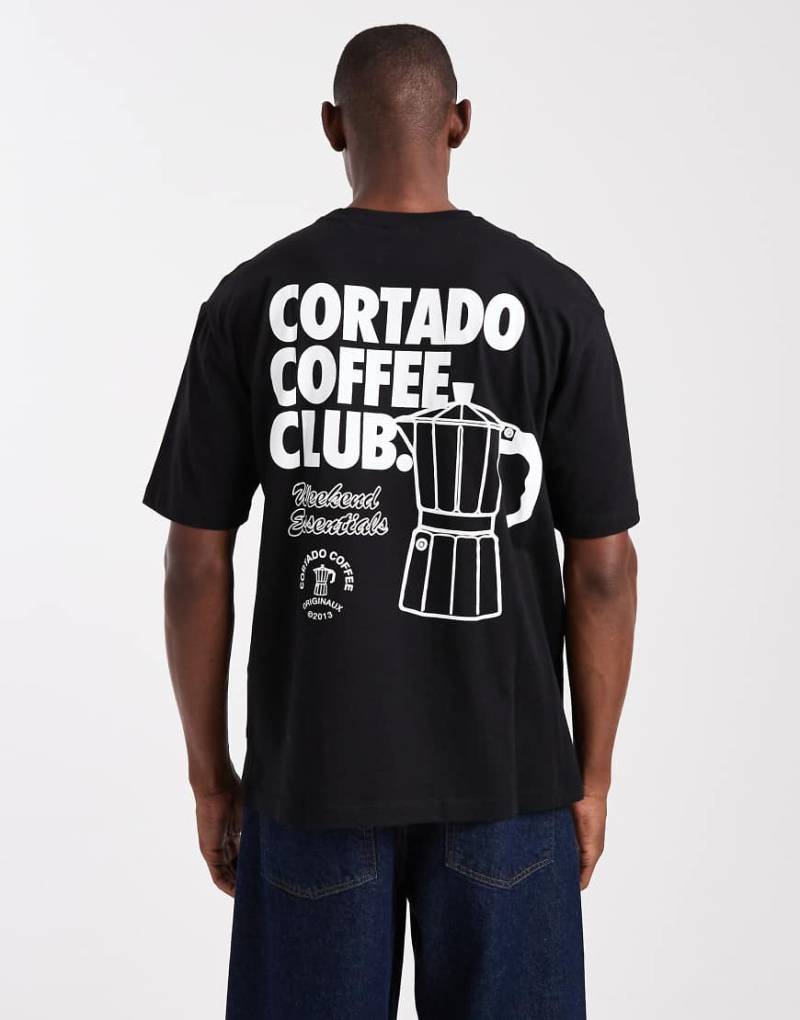 ONLY & SONS - Relaxed-Fit-T-Shirt in Schwarz mit „Coffee"-Rückenprint von ONLY & SONS