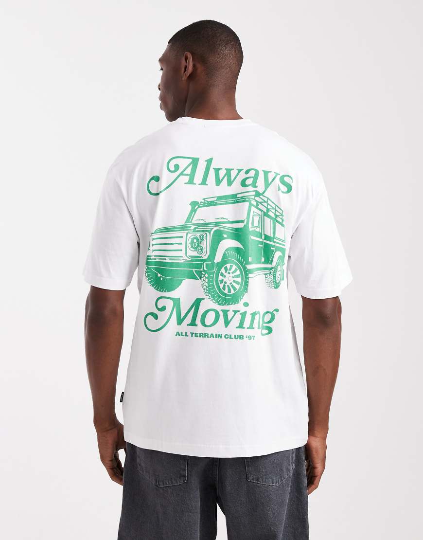 ONLY & SONS - Relaxed-Fit-T-Shirt in Weiß mit „Always Moving"-Rückenprint von ONLY & SONS