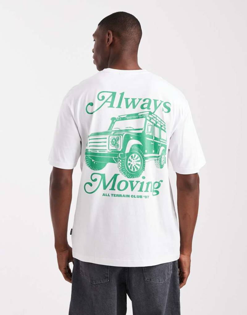 ONLY & SONS - Relaxed-Fit-T-Shirt in Weiß mit „Always Moving"-Rückenprint von ONLY & SONS