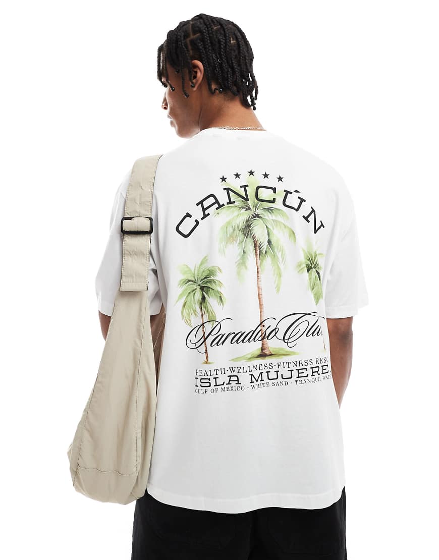 ONLY & SONS - Relaxed-Fit-T-Shirt in Weiß mit „Cancún"- Rückenprint-Neutral von ONLY & SONS