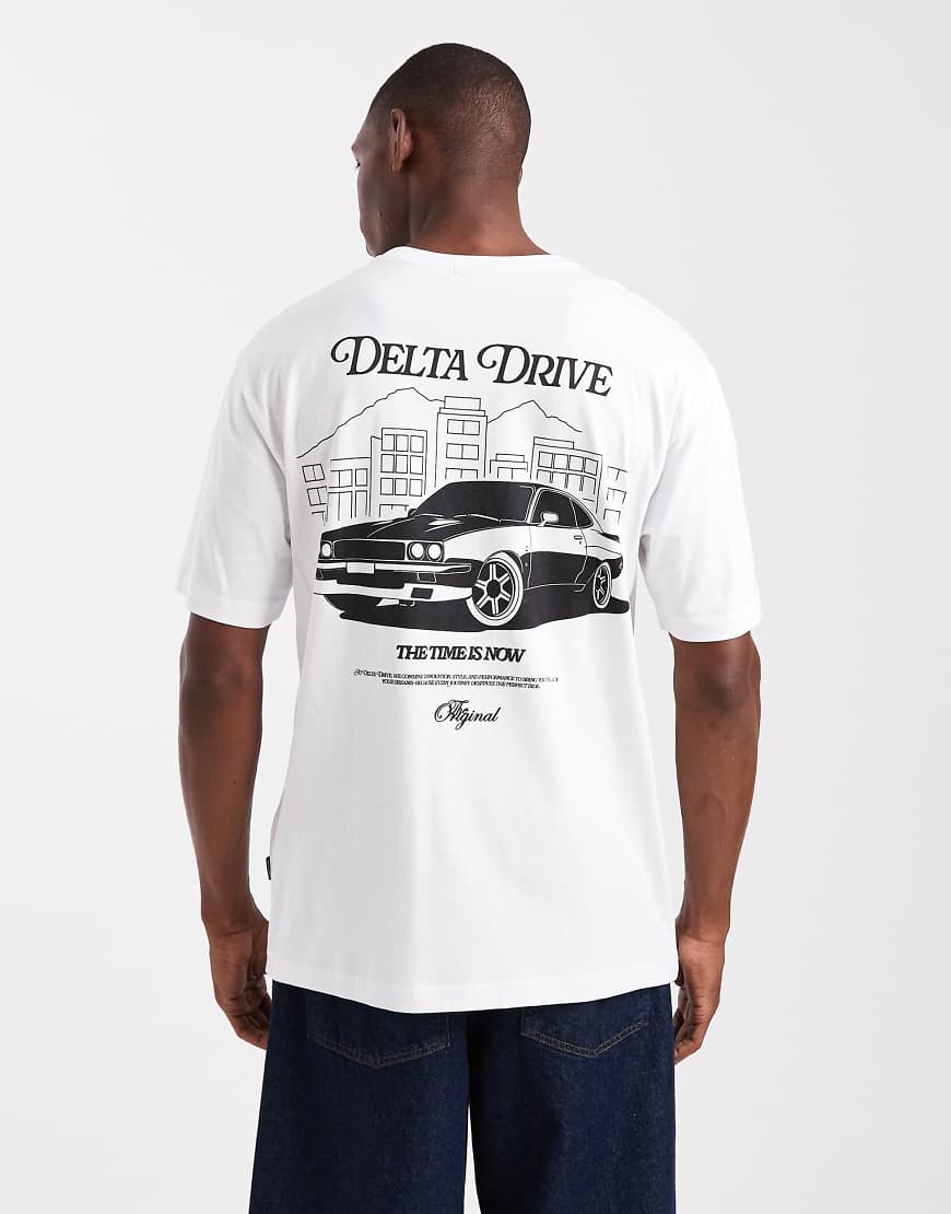 ONLY & SONS - Relaxed-Fit-T-Shirt in Weiß mit „Drive"-Rückenprint von ONLY & SONS