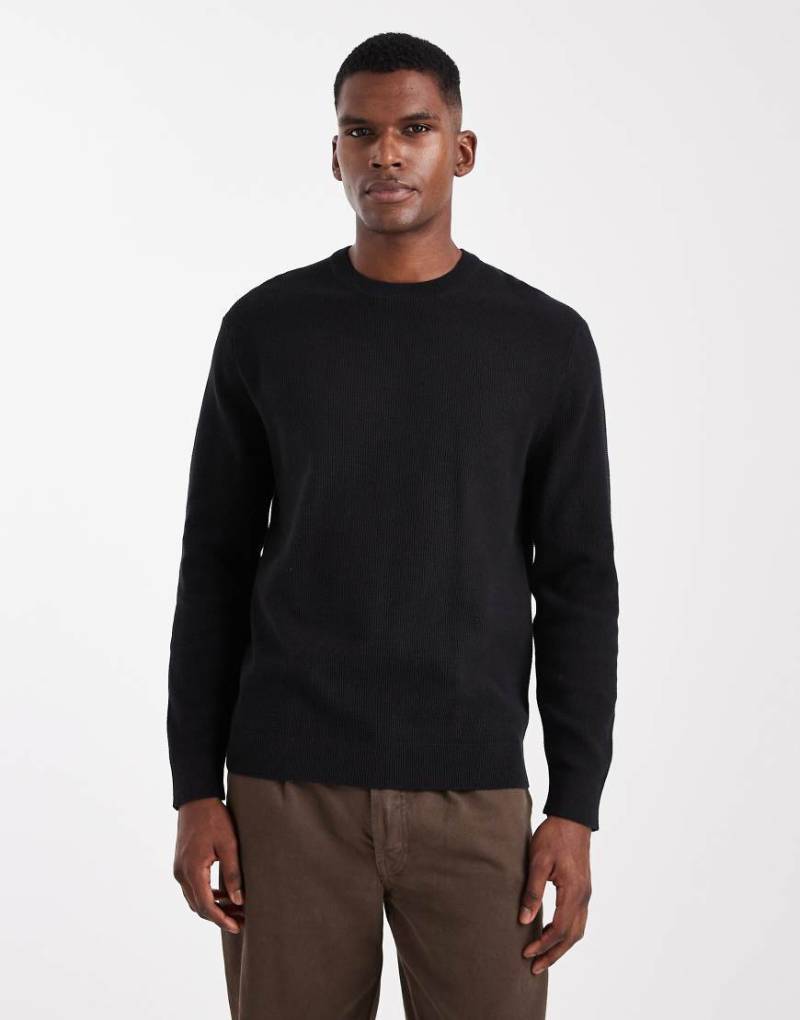 ONLY & SONS - Regular-Fit-Strickpullover in Schwarz mit Waffelmuster-Grün von ONLY & SONS