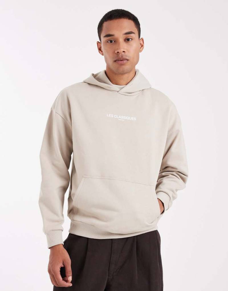 ONLY & SONS - Schwerer Relaxed-Fit-Kapuzenpullover in Weiß mit Print-Neutral von ONLY & SONS