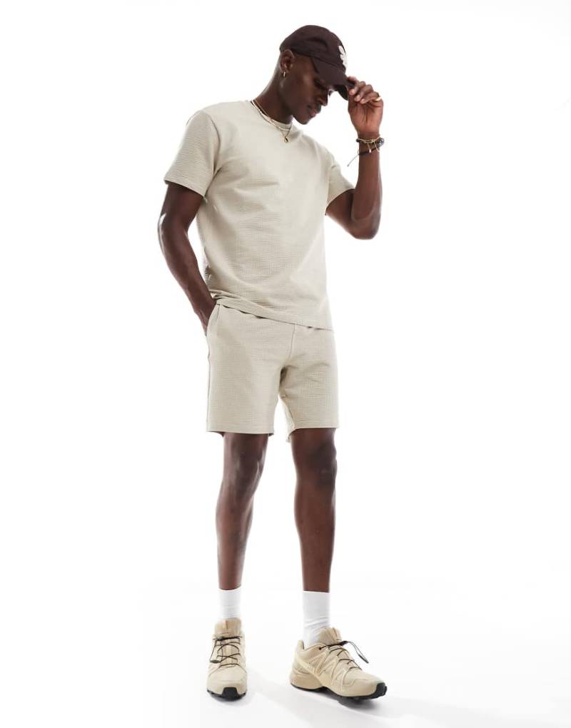 ONLY & SONS - Shorts in Cremeweiß mit Waffelstruktur, Kombiteil von ONLY & SONS