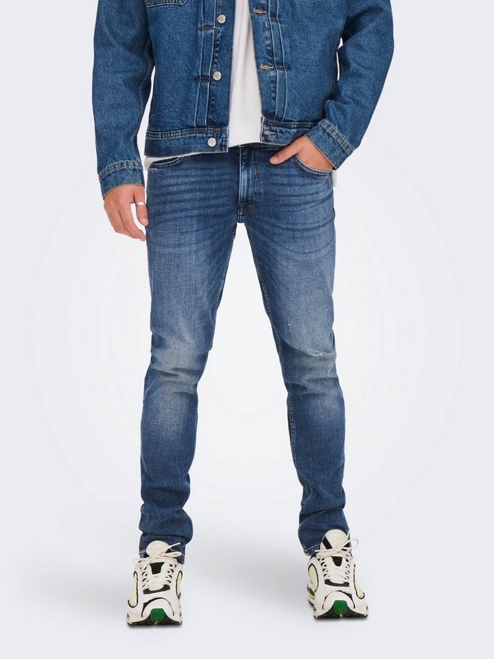 ONLY & SONS Slim-fit-Jeans Slim Fit Jeans Destroyed Denim Stretch Pants ONSLOOM (1-tlg) 3967 in Blau-2 von ONLY & SONS