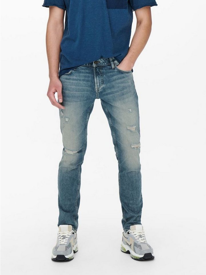 ONLY & SONS Slim-fit-Jeans Slim Fit Jeans Destroyed Denim Stretch Pants ONSLOOM (1-tlg) 3967 in Blau von ONLY & SONS