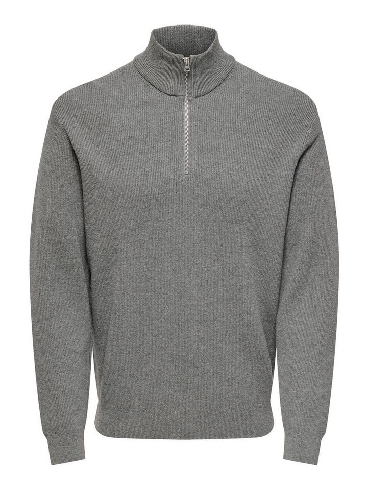 ONLY & SONS Strickpullover Freizeit ONSPHIL Polo Strick ONSPHIL REG 12 STRUC HALF ZIP KNIT NOOS von ONLY & SONS