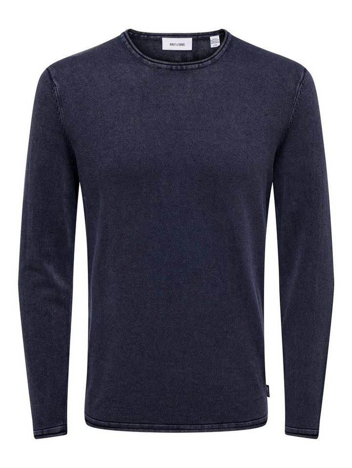 ONLY & SONS Strickpullover Lässiger Feinstrick Pullover Washed Design Rundhals Sweater 6797 in Blau von ONLY & SONS