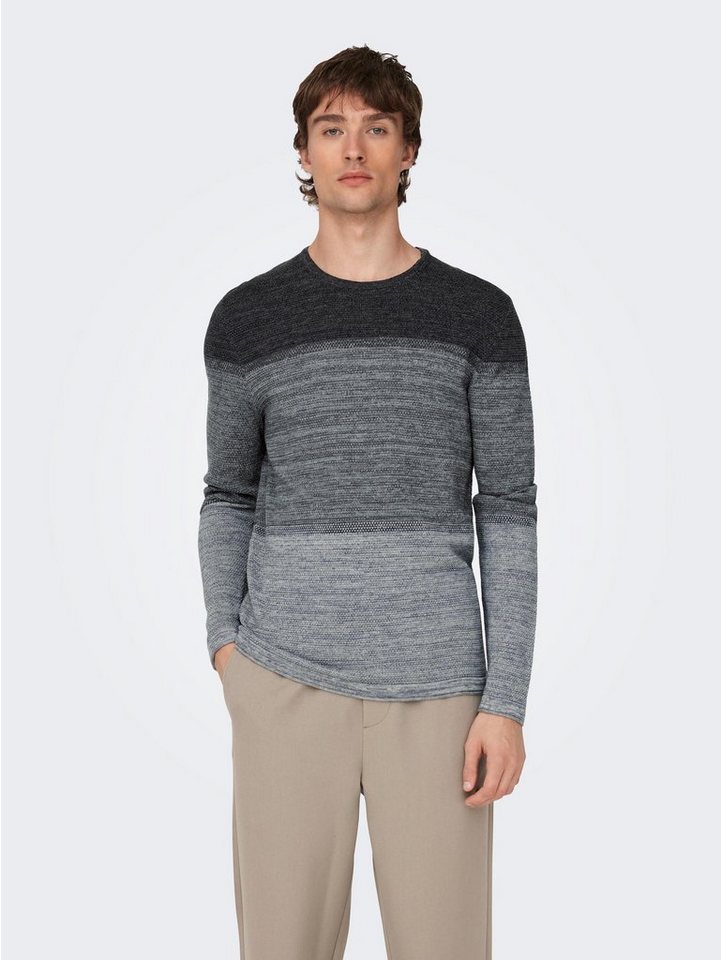 ONLY & SONS Strickpullover Dünner Langarm Strickpullover Rundhals Basic ONSPANTER ONSPANTER REG 12 STRUC CREW KNIT NOOS von ONLY & SONS