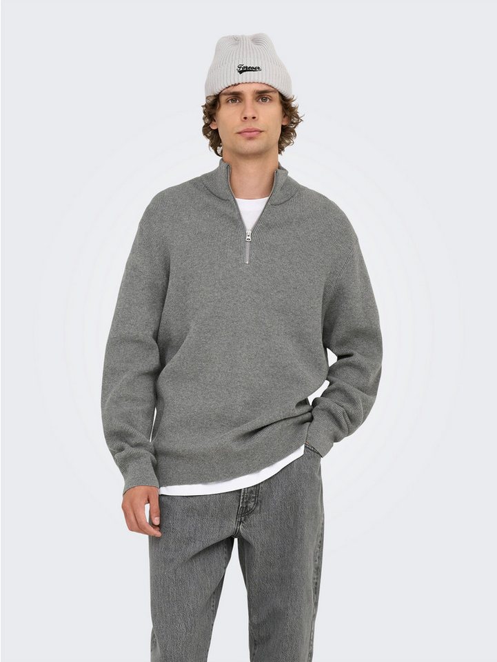 ONLY & SONS Strickpullover ONSPHIL REG 12 STRUC HALF ZIP KNIT NOOS von ONLY & SONS