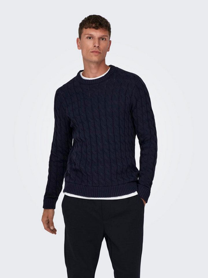 ONLY & SONS Strickpullover Strickpullover Rundhals Normal Fit langarm ONSKICKER LIFE REG 3 CABLE CREW KNIT ONLY & SONS Strickpullover Strickpullover Rundhals Normal Fit langarm ONSKICKER LIFE REG 3 CABLE CREW KNIT von ONLY & SONS