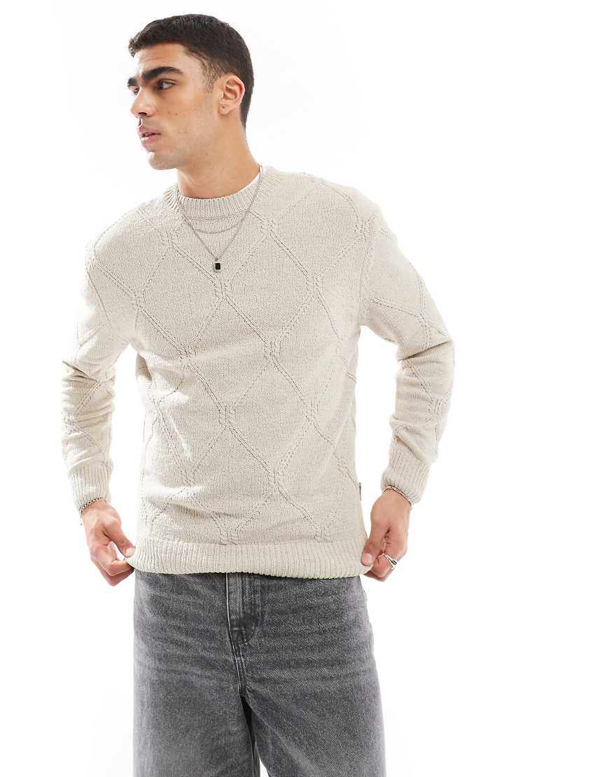 ONLY & SONS - Strickpullover in Beige mit Rautenstruktur-Neutral von ONLY & SONS