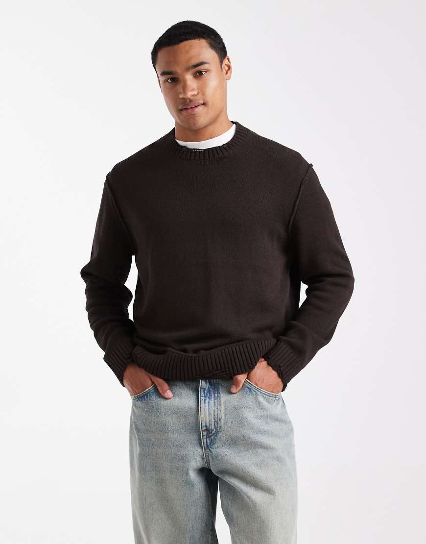 ONLY & SONS - Strickpullover in Braun im Distressed-Look mit Rundhalsausschnitt-Brown von ONLY & SONS