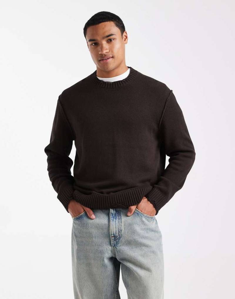 ONLY & SONS - Strickpullover in Braun im Distressed-Look mit Rundhalsausschnitt-Brown von ONLY & SONS