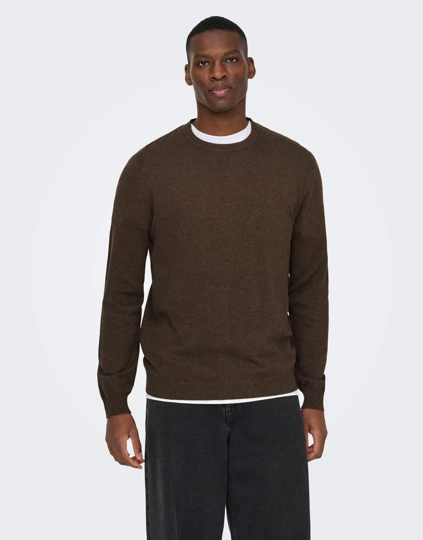 ONLY & SONS - Strickpullover in Kaffeebohnenbraun-Brown von ONLY & SONS