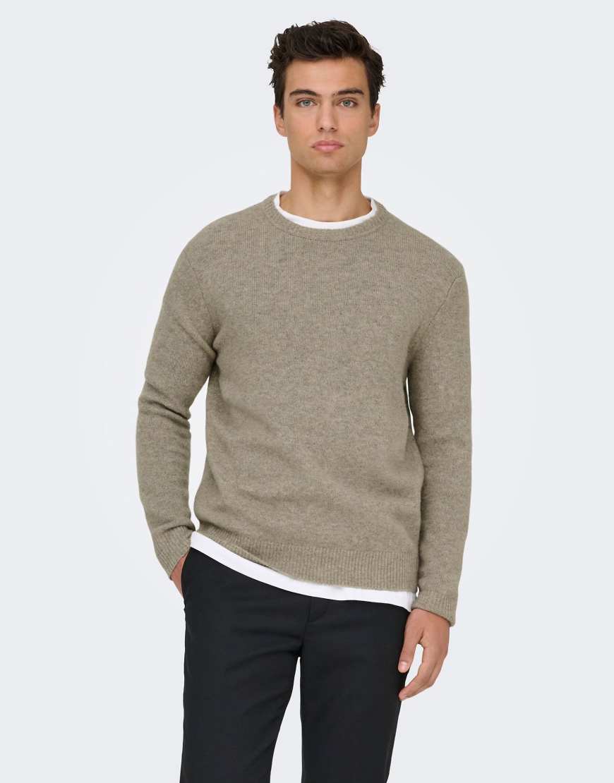 ONLY & SONS - Strickpullover in Walnussbraun-Brown von ONLY & SONS