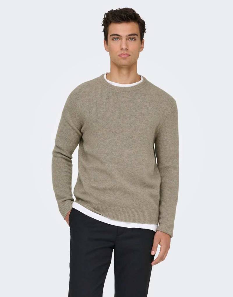 ONLY & SONS - Strickpullover in Walnussbraun-Brown von ONLY & SONS