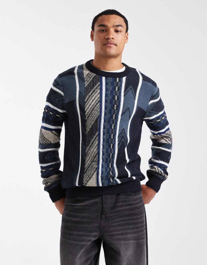 ONLY & SONS - Strukturierter Strickpullover in Blautönen mit Rundhalsausschnitt-Marineblau ONLY & SONS - Strukturierter Strickpullover in Blautönen mit Rundhalsausschnitt-Marineblau von ONLY & SONS
