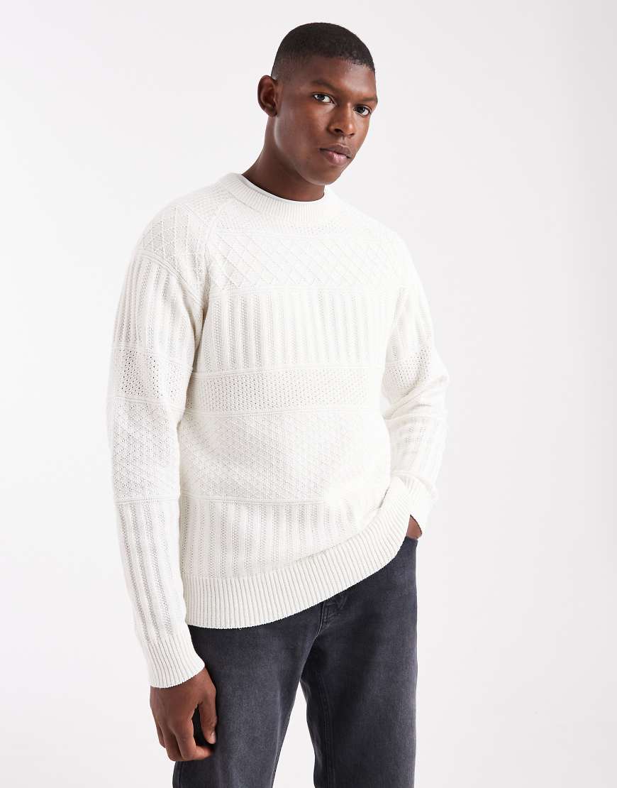 ONLY & SONS - Strukturierter Strickpullover in Cremeweiß von ONLY & SONS