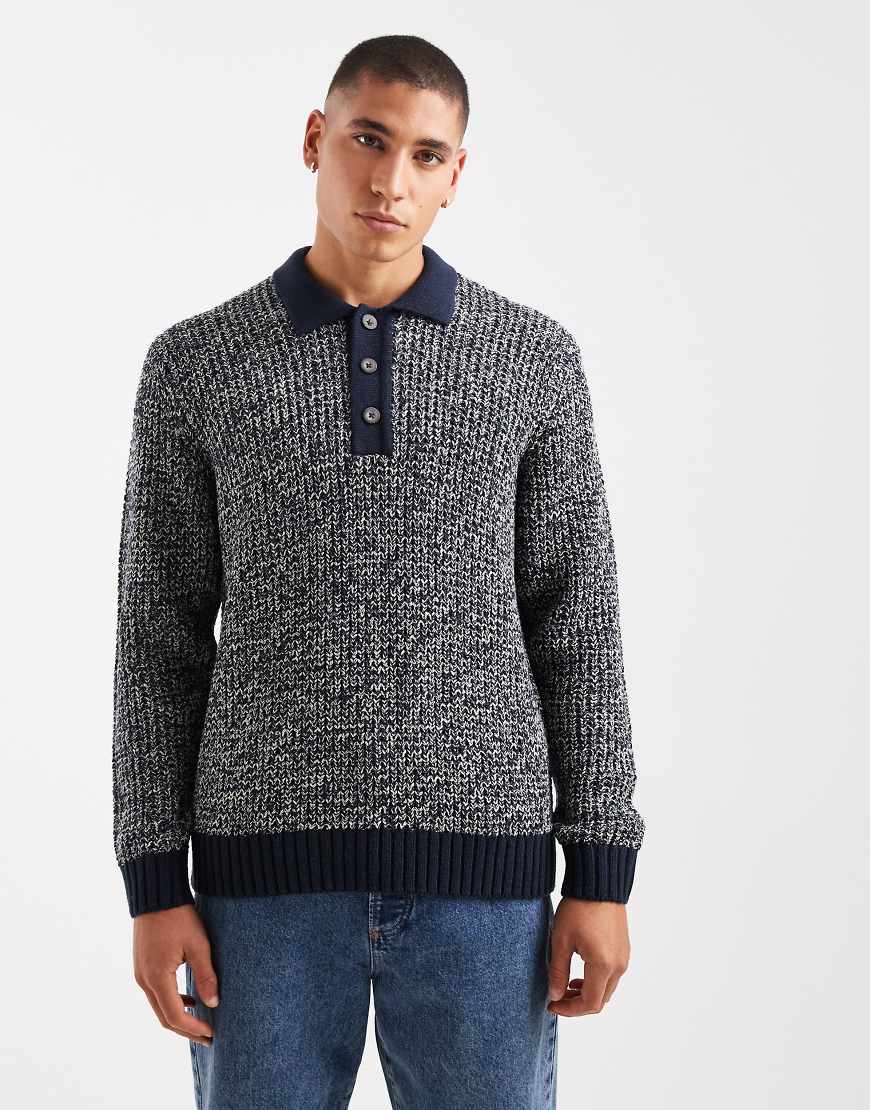 ONLY & SONS - Strukturierter Strickpullover in Marineblau mit Kontrastkragen ONLY & SONS - Strukturierter Strickpullover in Marineblau mit Kontrastkragen von ONLY & SONS
