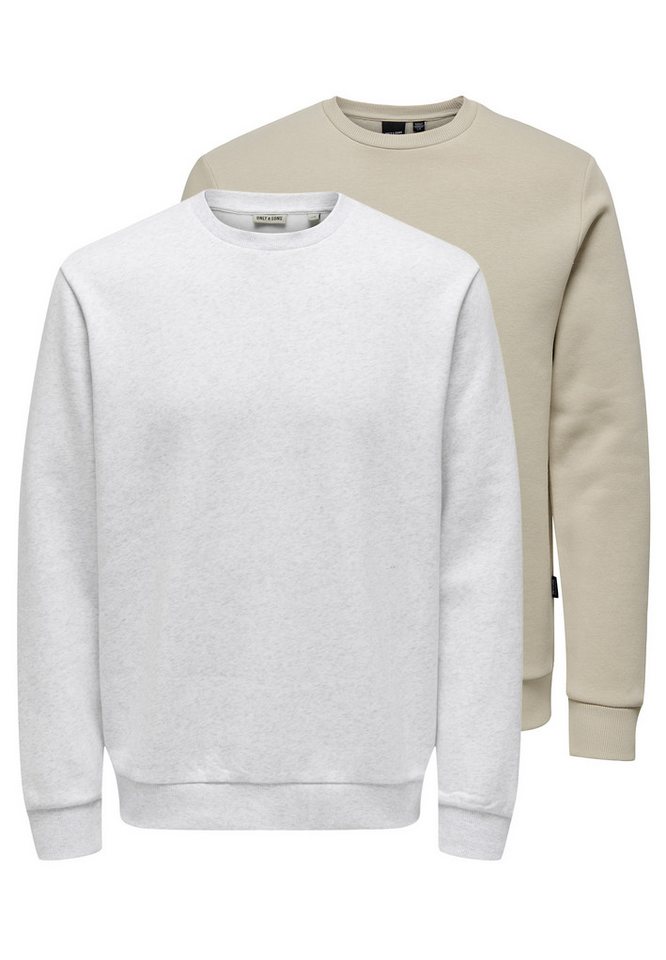 ONLY & SONS Sweatshirt 2er Pack Ceres (Spar-Set, 2-tlg) Sweatshirt - Baumwolle - Atmungsaktiv - Weiche, gebürstete Innenseite von ONLY & SONS