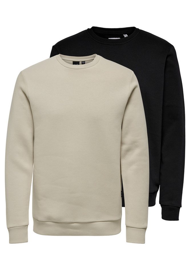 ONLY & SONS Sweatshirt 2er Pack Ceres (Spar-Set, 2-tlg) Sweatshirt - Baumwolle - Atmungsaktiv - Weiche, gebürstete Innenseite von ONLY & SONS