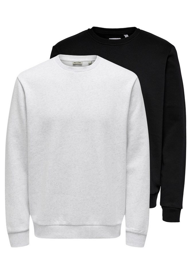 ONLY & SONS Sweatshirt 2er Pack Ceres (Spar-Set, 2-tlg) Sweatshirt - Baumwolle - Atmungsaktiv - Weiche, gebürstete Innenseite von ONLY & SONS