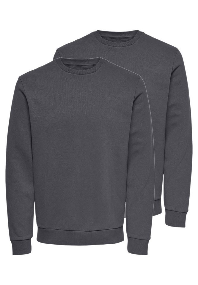 ONLY & SONS Sweatshirt 2er Pack Ceres (Spar-Set, 2-tlg) Sweatshirt - Baumwolle - Atmungsaktiv - Weiche, gebürstete Innenseite von ONLY & SONS