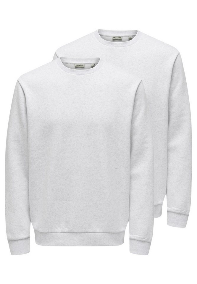 ONLY & SONS Sweatshirt 2er Pack Ceres (Spar-Set, 2-tlg) Sweatshirt - Baumwolle - Atmungsaktiv - Weiche, gebürstete Innenseite von ONLY & SONS