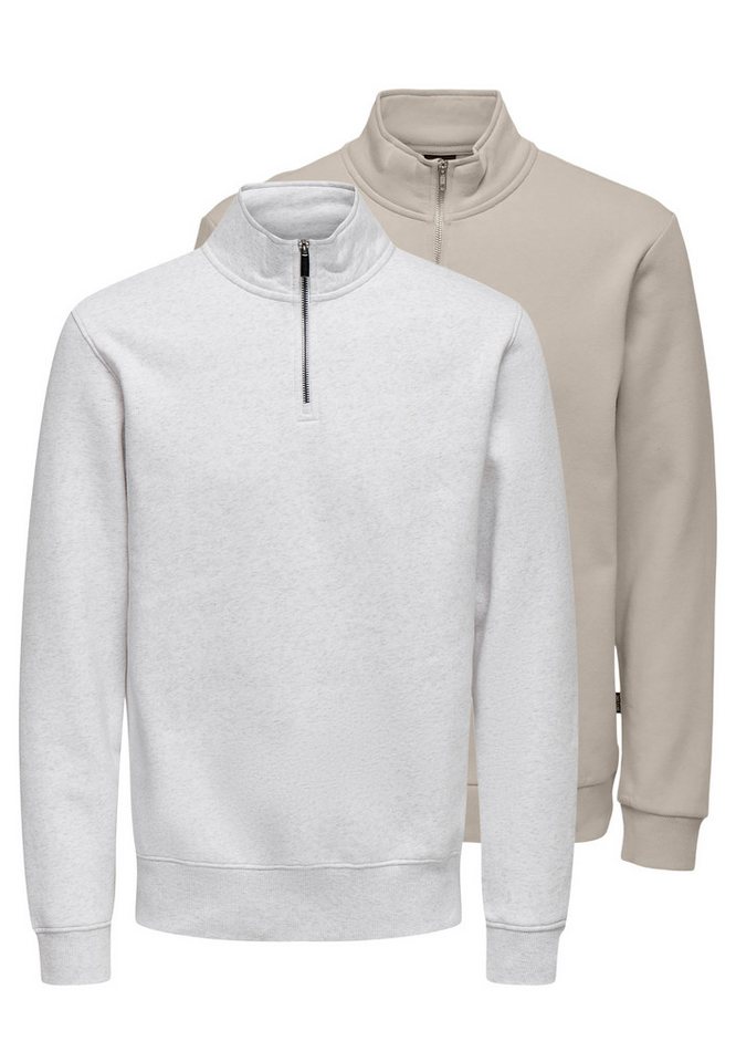 ONLY & SONS Sweatshirt 2er Pack Ceres (Spar-Set, 2-tlg) Sweattroyer - Baumwolle - Atmungsaktiv - Weiche, gebürstete Innenseite von ONLY & SONS
