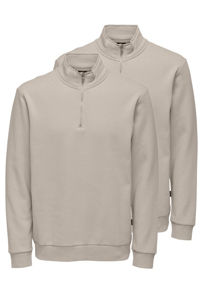 ONLY & SONS Sweatshirt 2er Pack Ceres (Spar-Set, 2-tlg) Sweattroyer - Baumwolle - Atmungsaktiv - Weiche, gebürstete Innenseite von ONLY & SONS