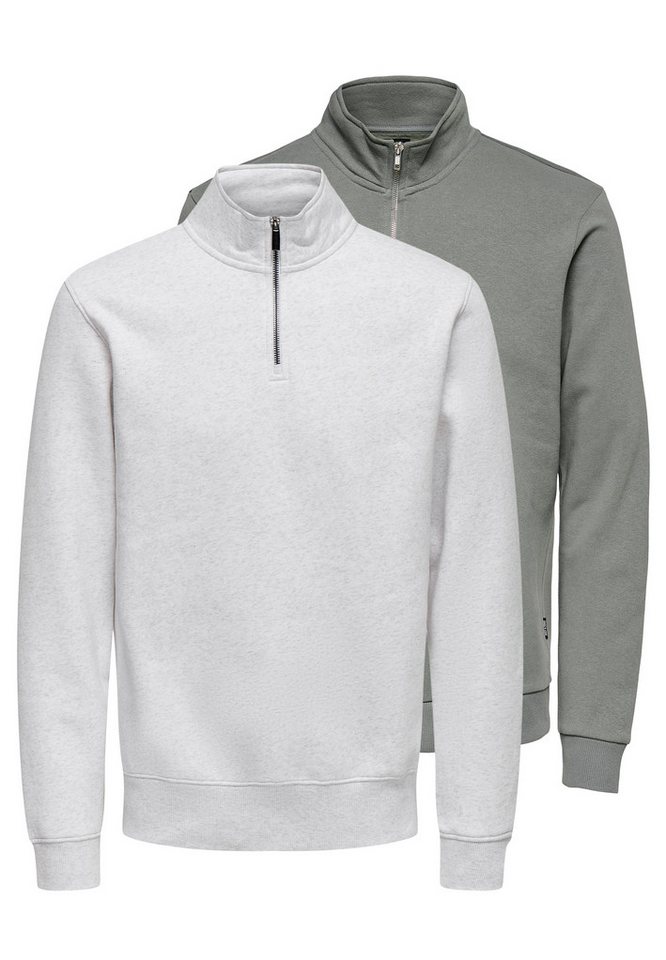 ONLY & SONS Sweatshirt 2er Pack Ceres (Spar-Set, 2-tlg) Sweattroyer - Baumwolle - Atmungsaktiv - Weiche, gebürstete Innenseite von ONLY & SONS