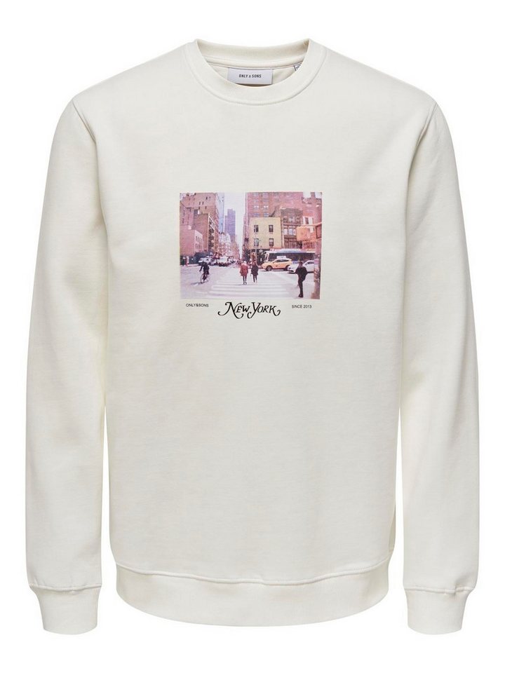 ONLY & SONS Sweatshirt mit Print Rundhals langarmig lässig ONSROBERT REG PHOTO CREW NECK SWT VD von ONLY & SONS