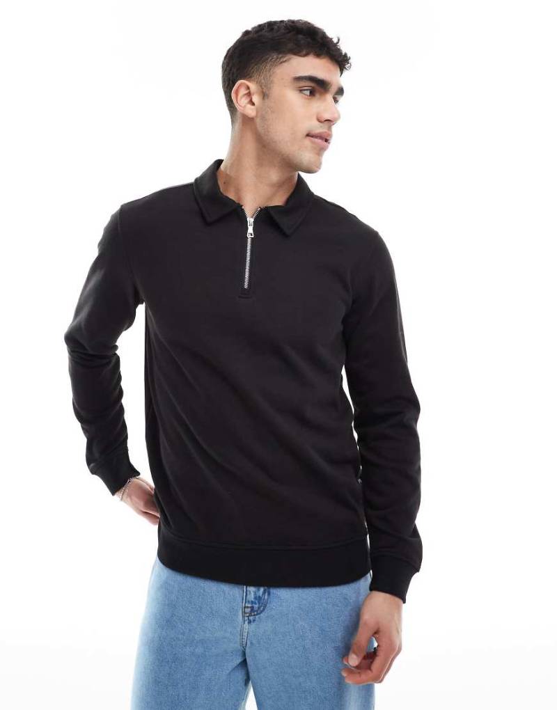 ONLY & SONS - Sweatshirt in Schwarz mit kurzem Reißverschluss von ONLY & SONS