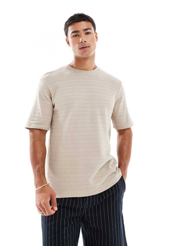 ONLY & SONS - T-Shirt aus Strukturstrick in Beige-Neutral von ONLY & SONS