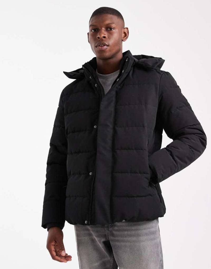 ONLY & SONS - Wasserfester Puffermantel in Schwarz mit Kapuze von ONLY & SONS