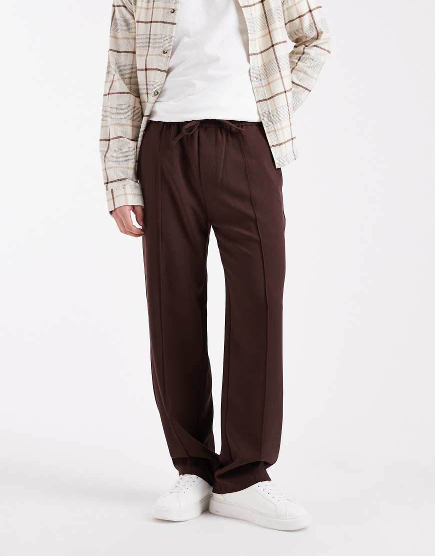 ONLY & SONS - Weit geschnittene Hose in Braun mit Biesen-Brown von ONLY & SONS